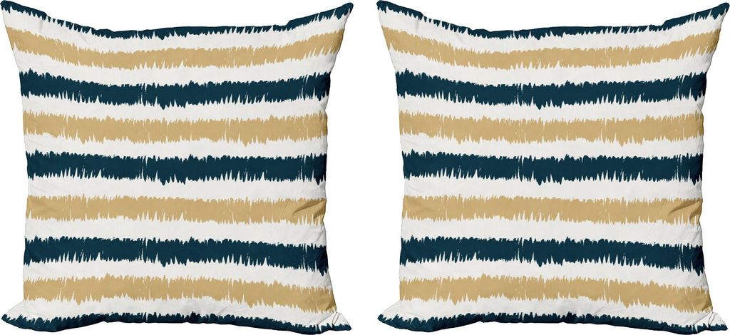 ABAKUHAUS Gestreift Kissenbezug Set (2Stück), Marineblau und Beige Paintbrush Strokes Design Linien Hand gezeichnete Stil Art, 60 x 60 cm, Petrol ...