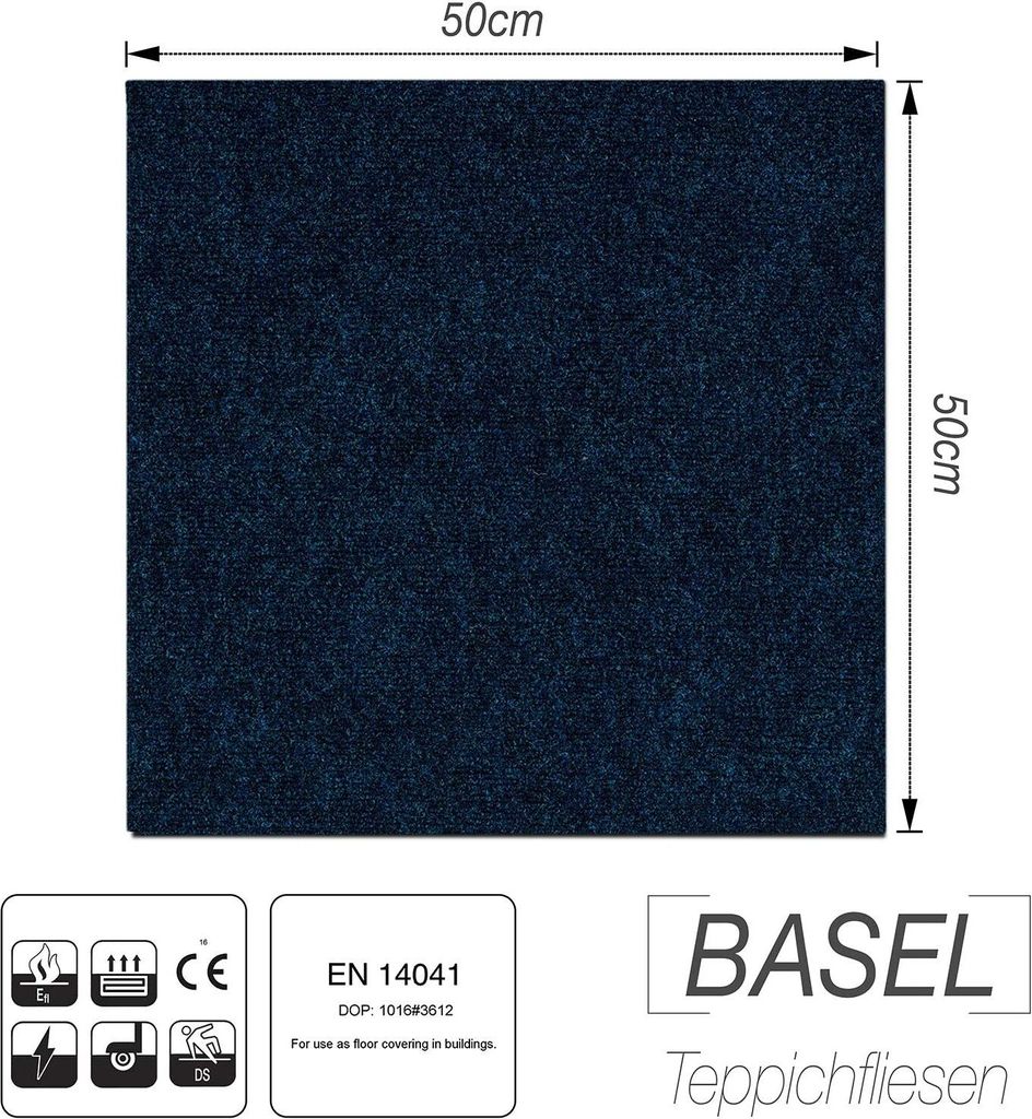 Kobercové dlaždice Basel samopokládací 50 x 50 cm tmavě Obrázek produktu 4