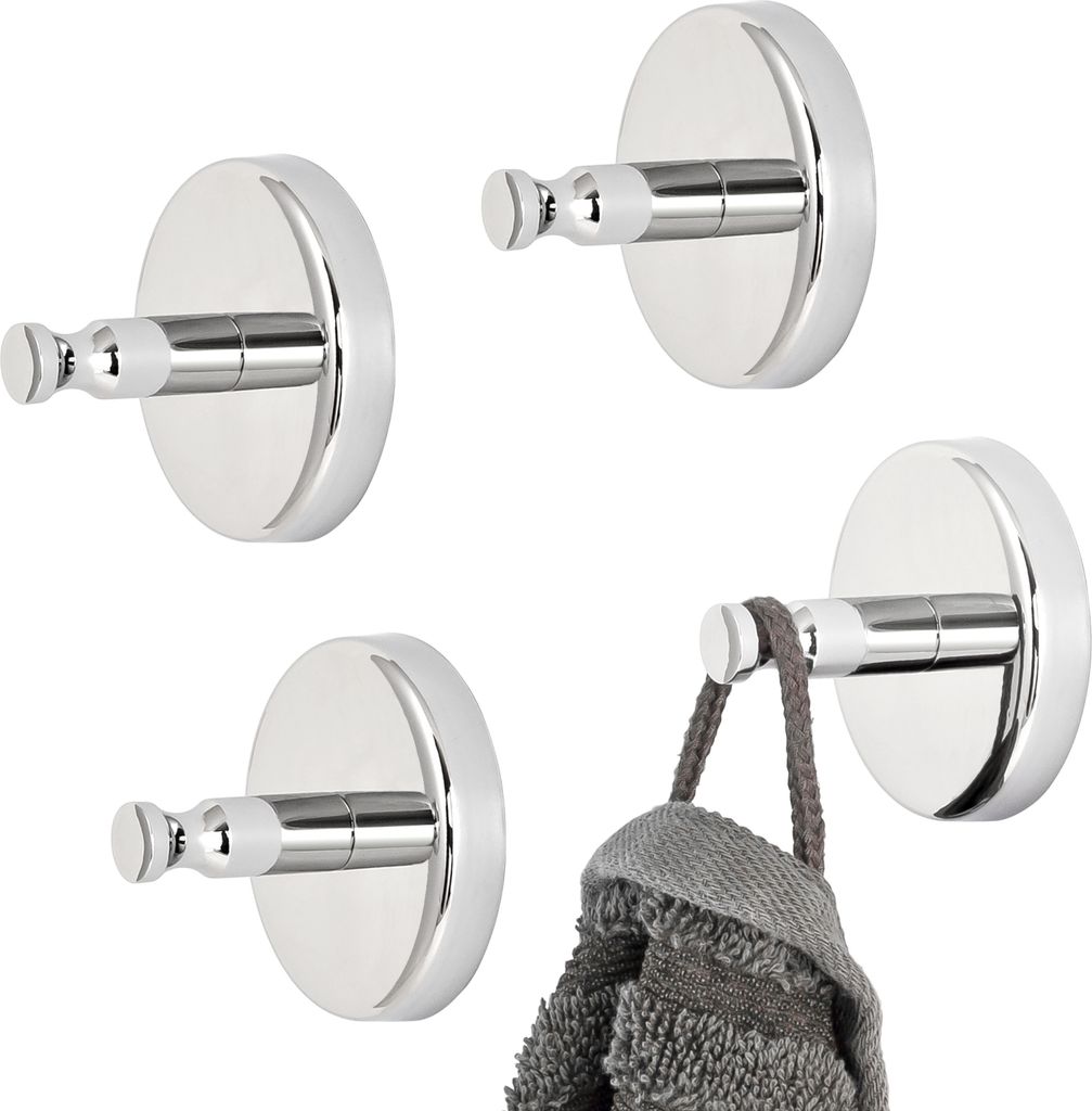 bremermann Bad-Serie LUCENTE - Handtuchhaken 4er Set, aus Edelstahl verchromt