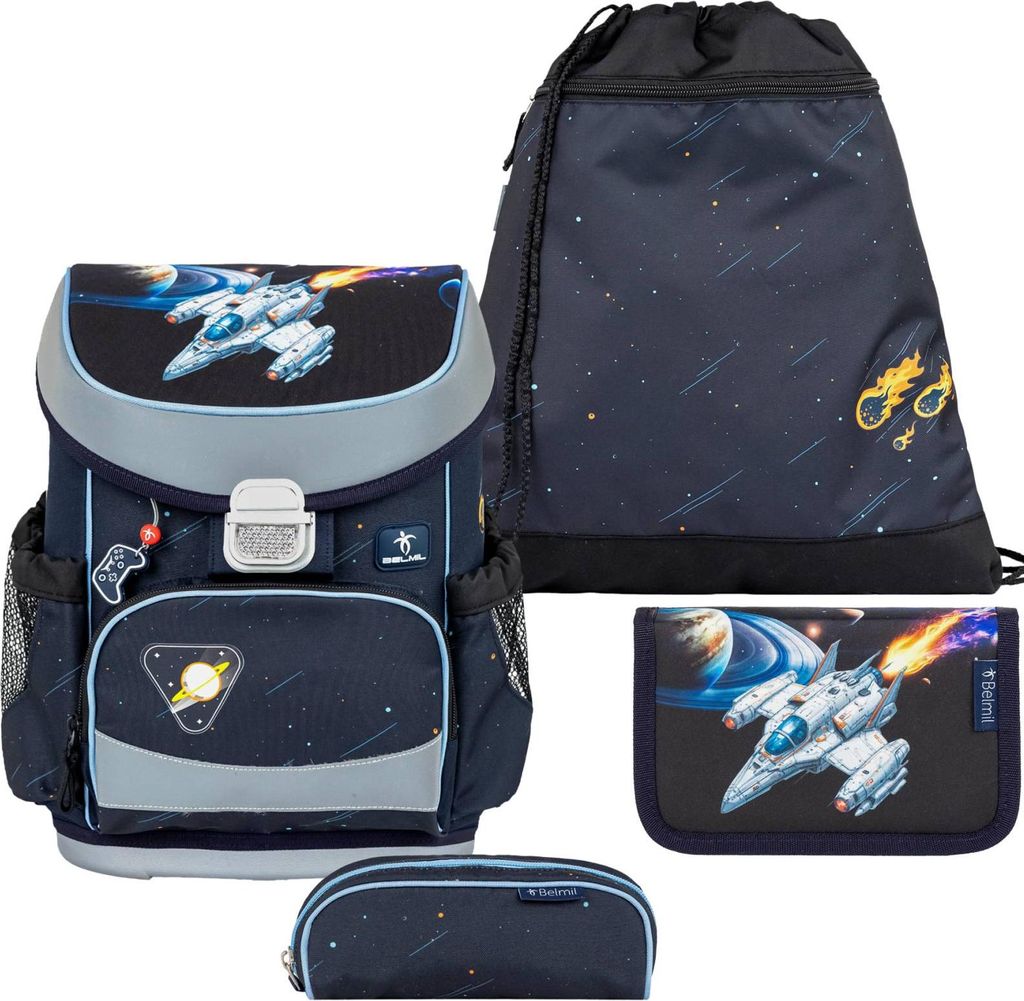 Belmil Mini-Fit ergonomisches Schulranzen-Set 4-teilig "Orion" mit Brustgurt