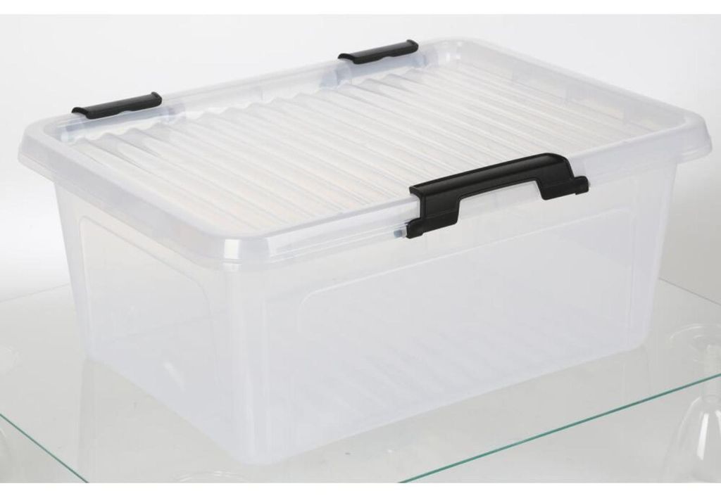 25x Scharnierboxen 11L 40x30x17cm Transparent Deckel Produktbild 