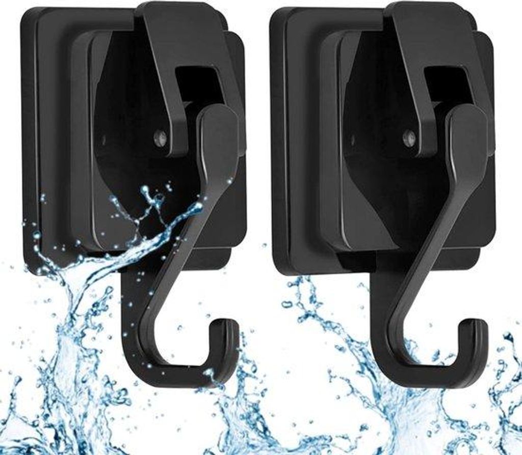 Starke Saugnaphaken 2er Set schwarz für Bad Glas