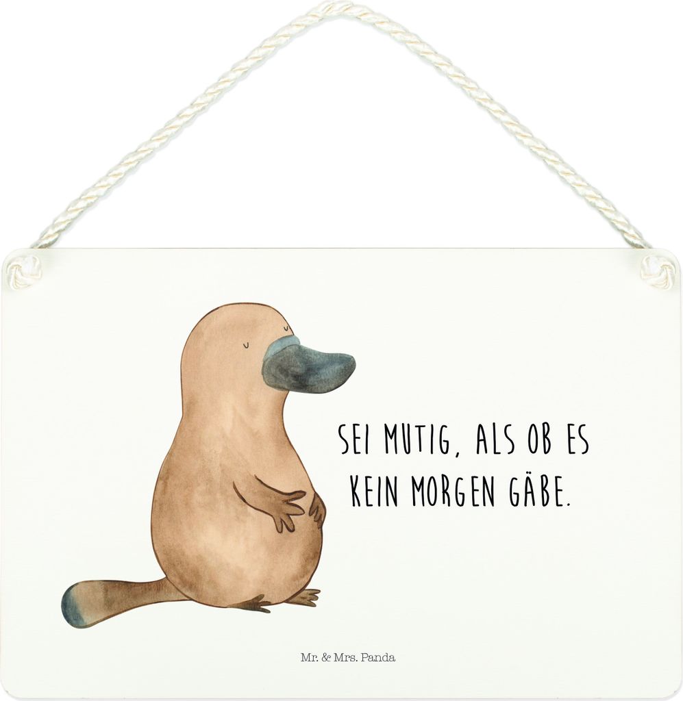 Mr. & Mrs. Panda Wandbild Holz Schnabeltier Mut DIN A4 - Weiß - Geschenk, Türschild, Training, Holzschild, Raodtrip, Motivation, Meer, holzbild, ...