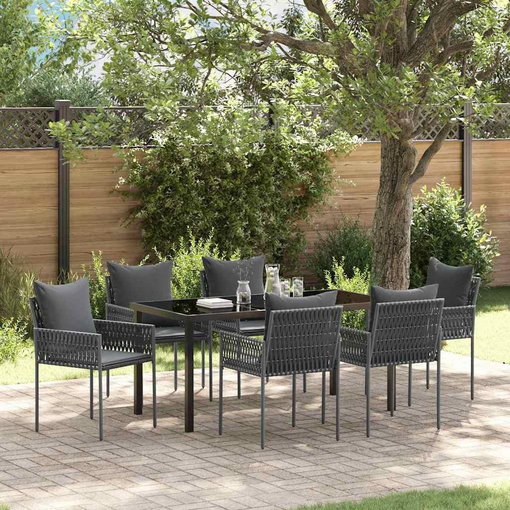 Maison Exclusive - Garten Essgruppe 7 pcs Schwarz und Grau PE-Rattan