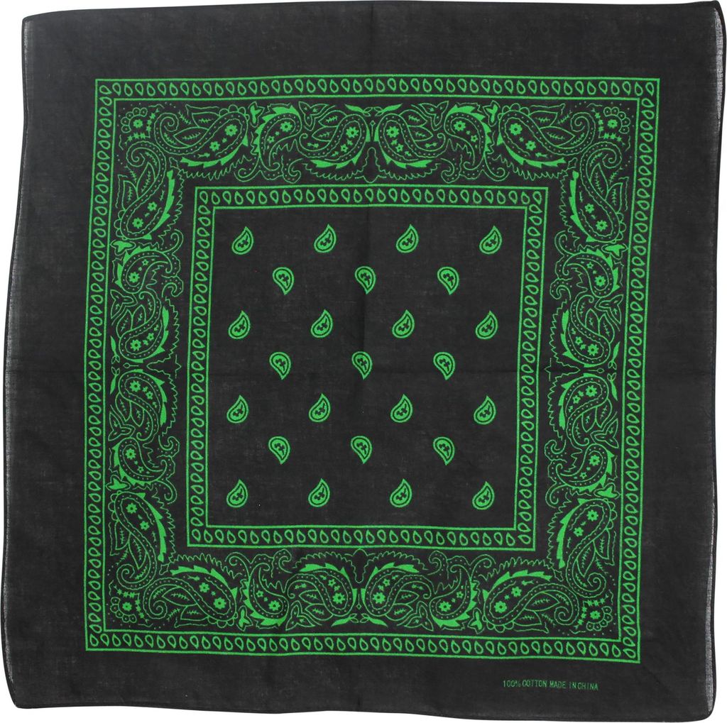 Bandana Tuch Paisley Muster 02 schwarz grün quadratisches Kopftuch