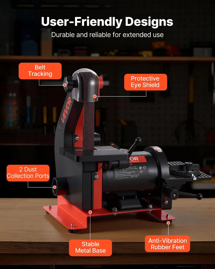 Combiné ponceuse à bande et à disque 250 W pour travail du bois et métal - 6