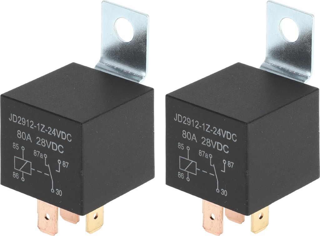 5 Pins 24V 80A Auto-Relais mit Metall-Aufhängeloch, Mehrzweck-Wasserdichtes Auto-Relais 2 Stück Schwarz