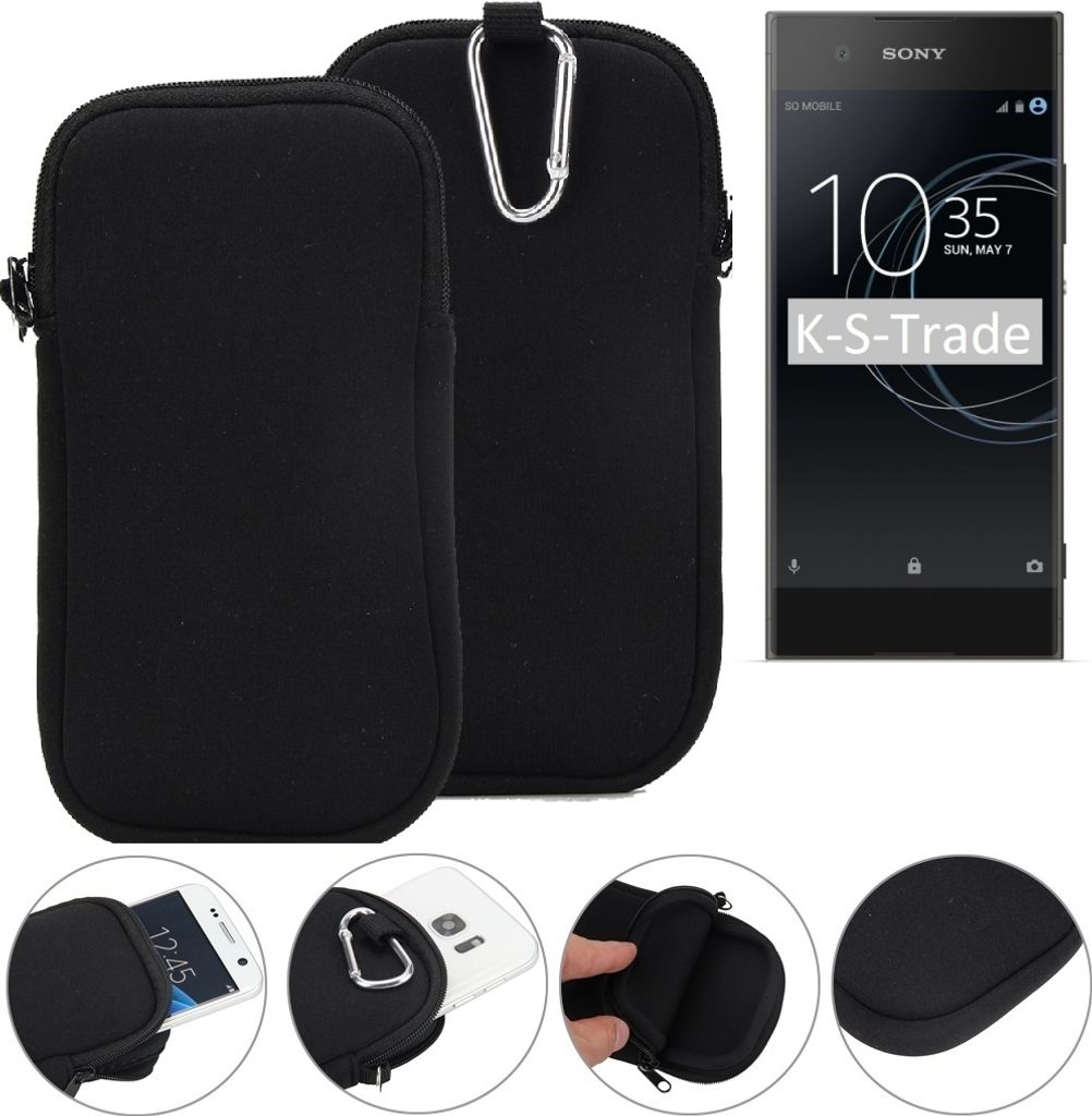 K-S-Trade Neopren-Hülle Handy-Hülle kompatibel mit Sony Xperia XA1 Schutzhülle Neoprenhülle Sleeve Schutz-Hülle Gürtel Tasche Case Holster