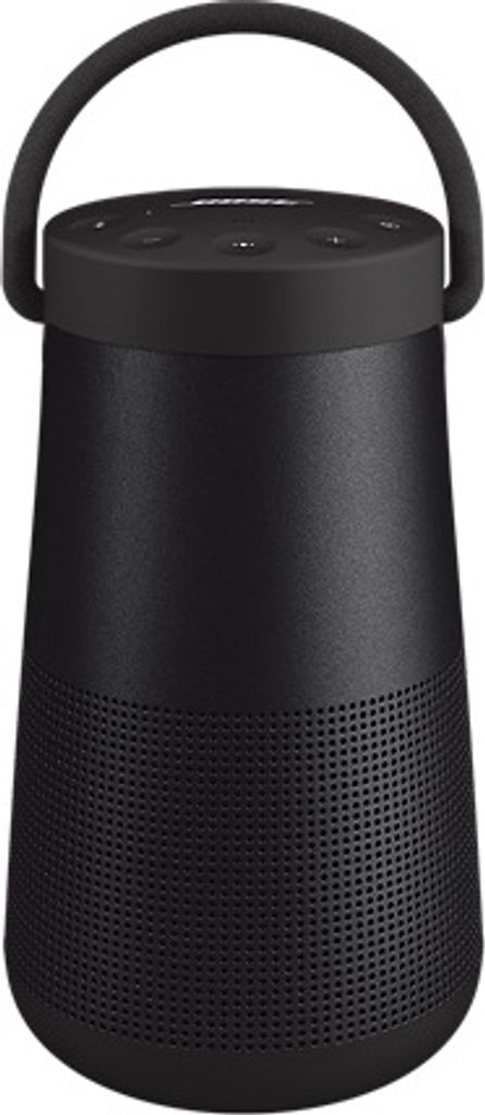 A black Bose SoundLink Revolve+ II Bluetooth speaker is shown against a white background.