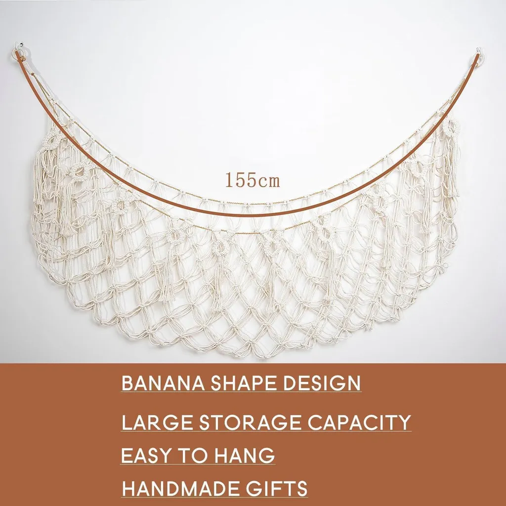 Hamac peluche macramé pour mur plat modèle boho blanc 45cm