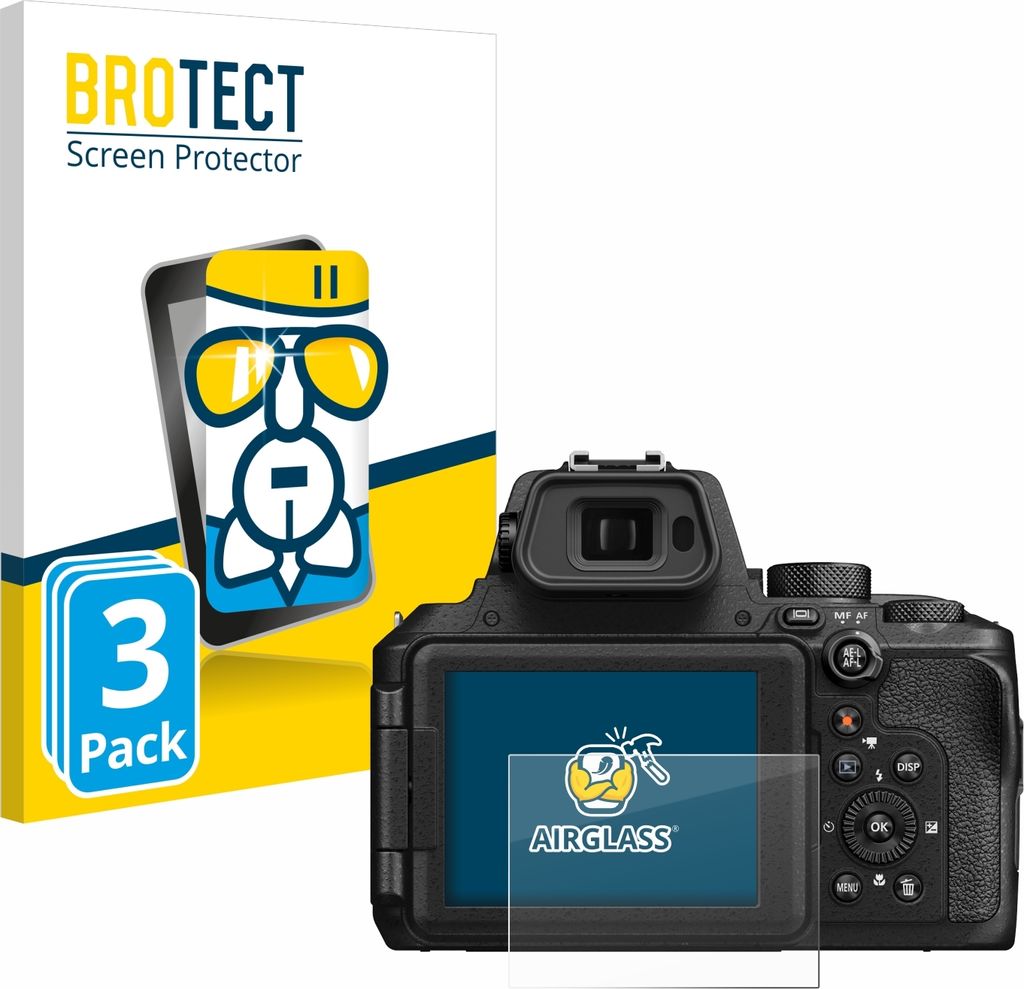 3x BROTECT Schutzglas für Nikon Coolpix P950 Schutzfolie Panzer Folie Glas Display Schutz klar