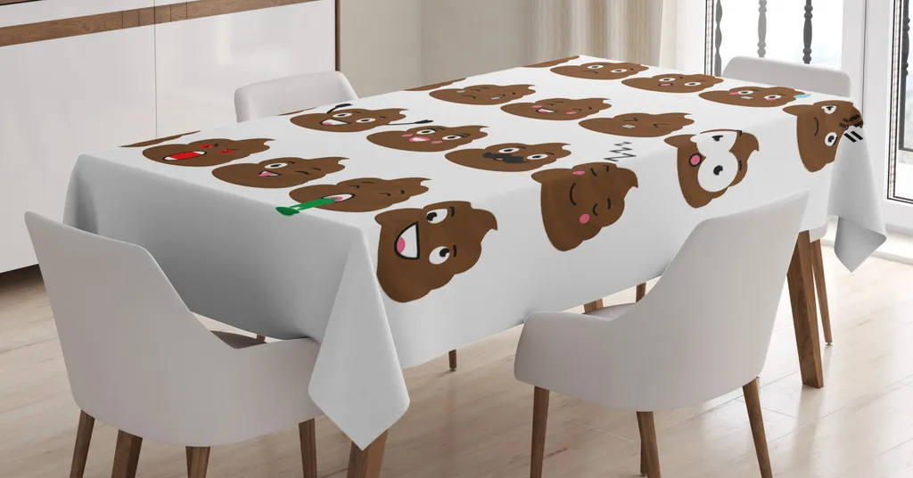 Tovaglia Antimacchia Emoticon Cacca 140x170 cm - Lavabile e Resistente