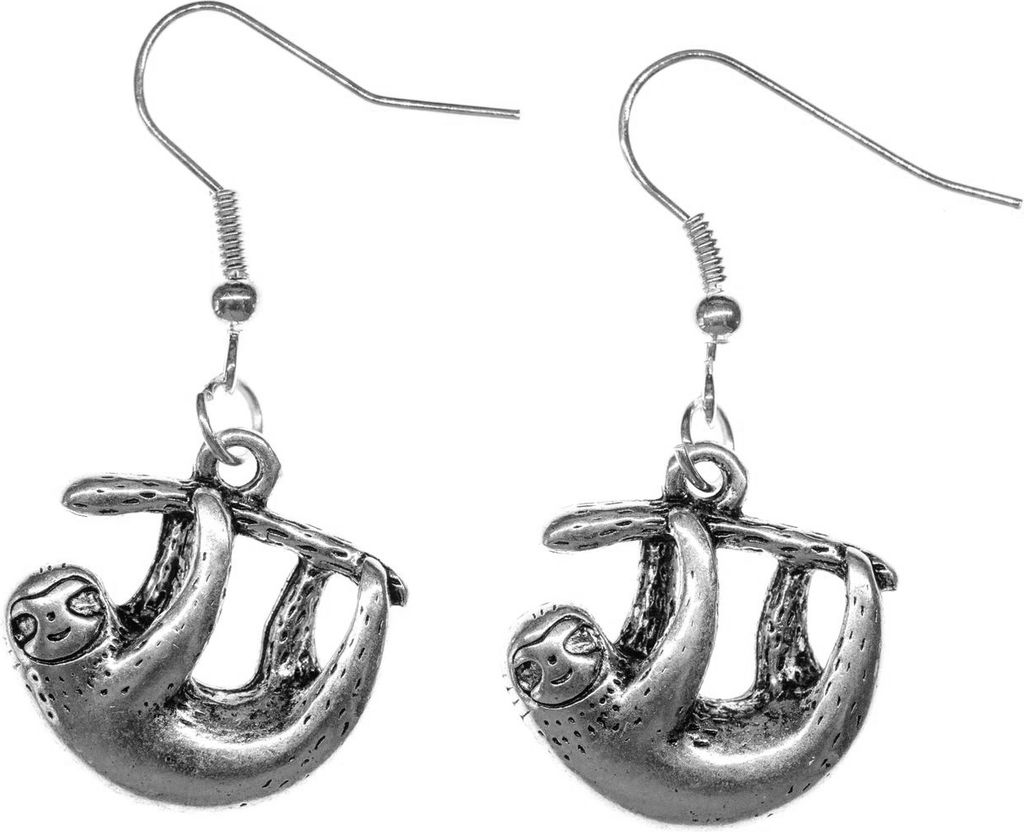 Faultier Ohrringe Hänger Miniblings Säugetiere Kinder Schule Faul Silbern