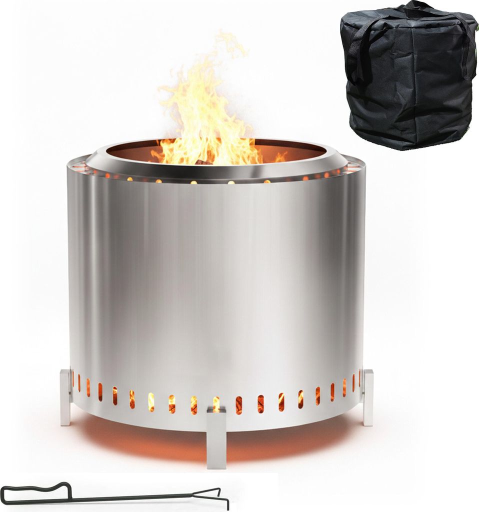 Relaxdays Feuerschale ohne Rauch, Edelstahl, HxD 45 x 49 Produktbild 