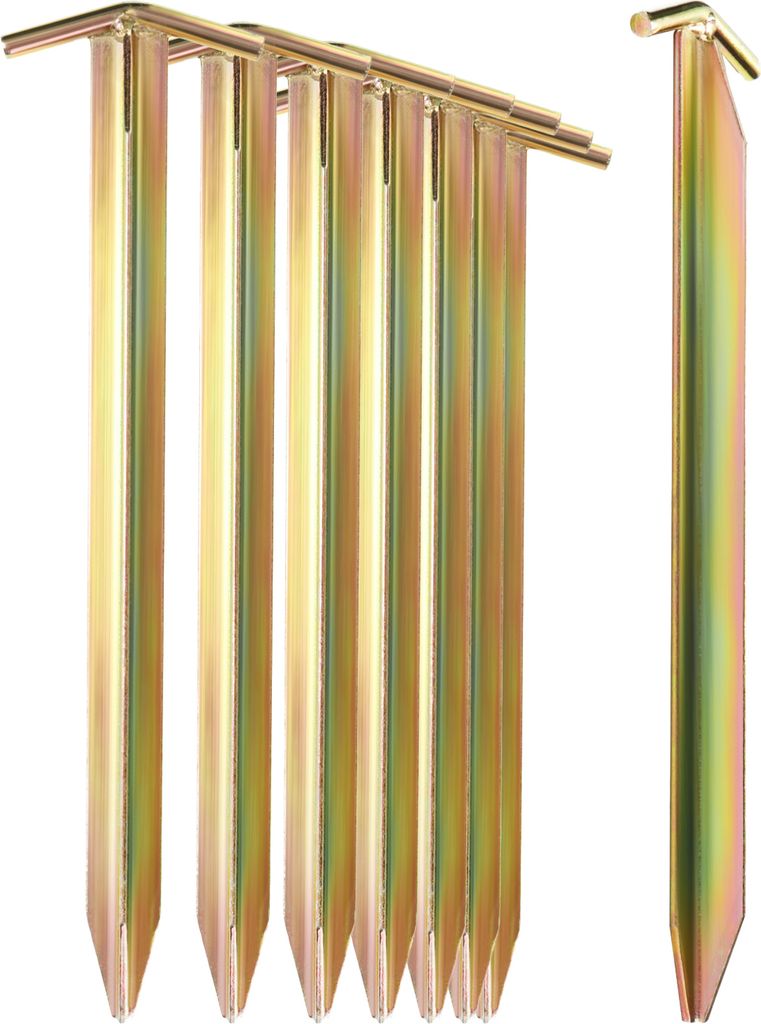 com-four 8x Zelt-Heringe aus Stahl - lange und robuste Erdnägel mit T-Profil für Camping und Outdoor - ideal für normalen und harten Boden