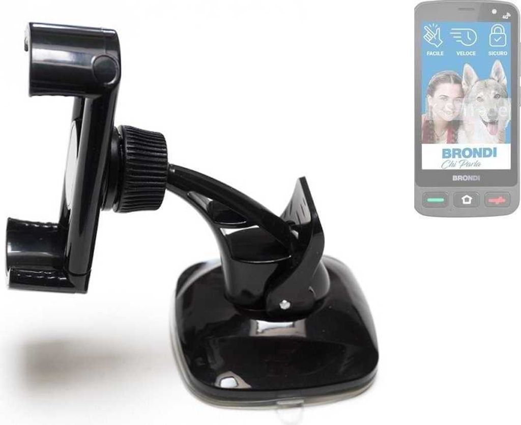 K-S-Trade kompakte Handy-Halterung Windschutzscheibe kompatibel mit Brondi Amico Smartphone Pocket Armaturenbrett schwarz Autohalterung KFZ Halter