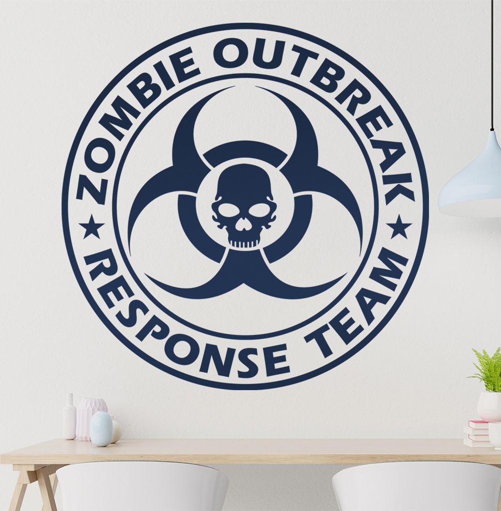 Zombie Outbreak Schädel Wandtattoo in 6 Größen - Wandaufkleber Wall Sticker - Dekoration, Küche, Wohnzimmer, Schlafzimmer, Badezimmer
