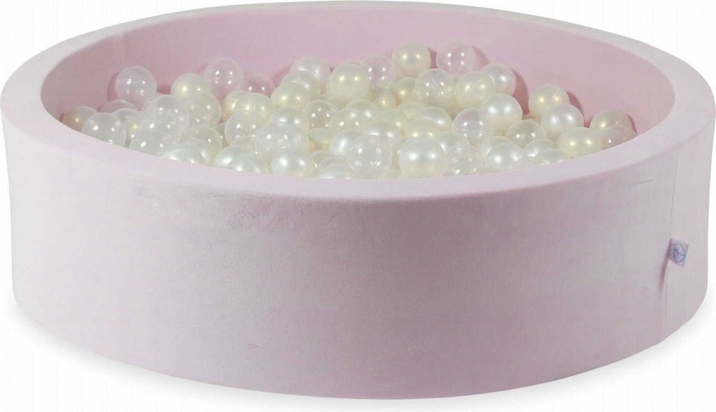Bällebad 110x30 Samt Soft Hellrosa – Mit 400 Bällen / transparent, perlmutt, Meerjungfraueneffekt