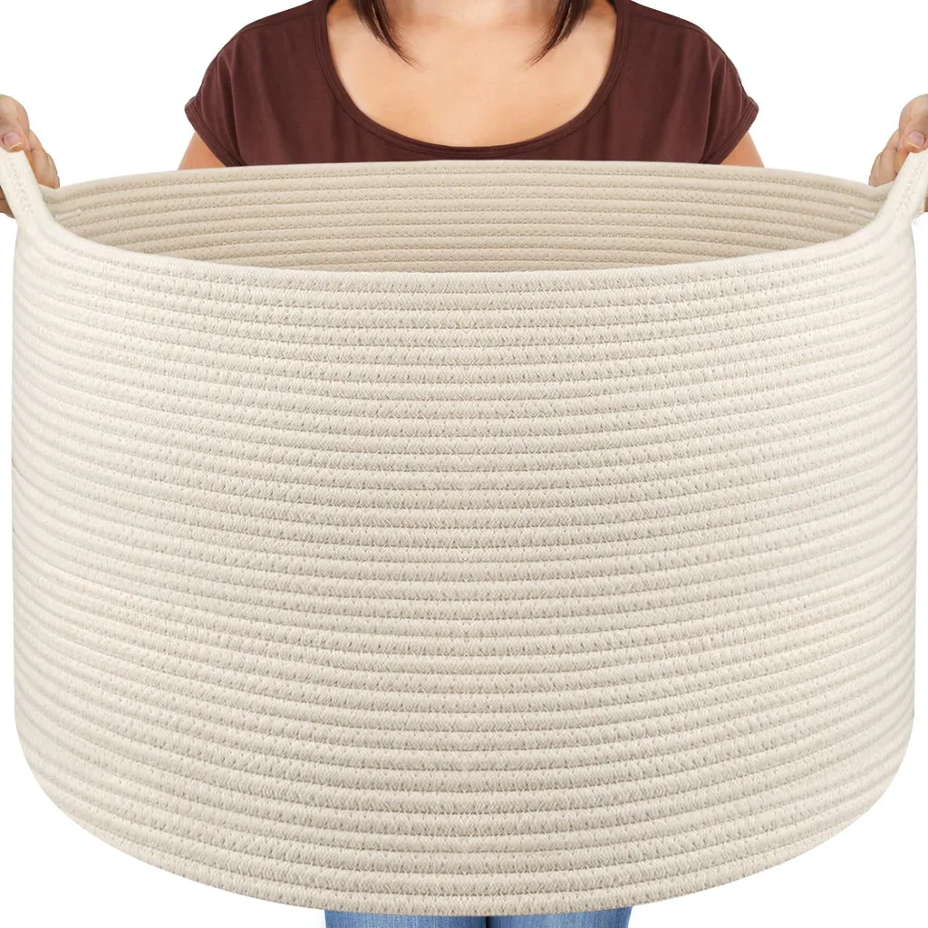 Grand panier à linge pliable 4 compartiments en coton blanc design