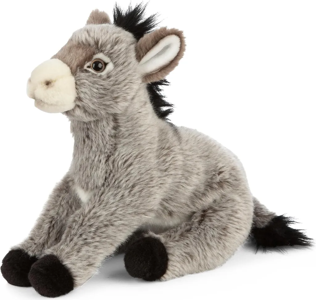 Âne en peluche gris de 30 cm - Doudou animal ultra souple pour enfant