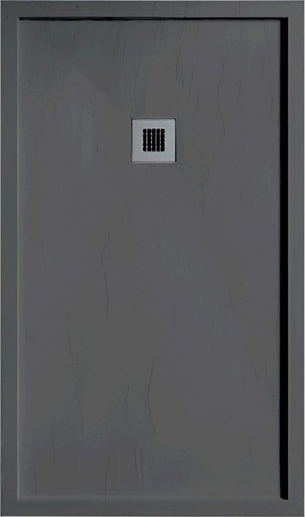 Mineralguss-Duschwanne extra flach mit Rand SARIN ANTHRAZIT 80x80 cm