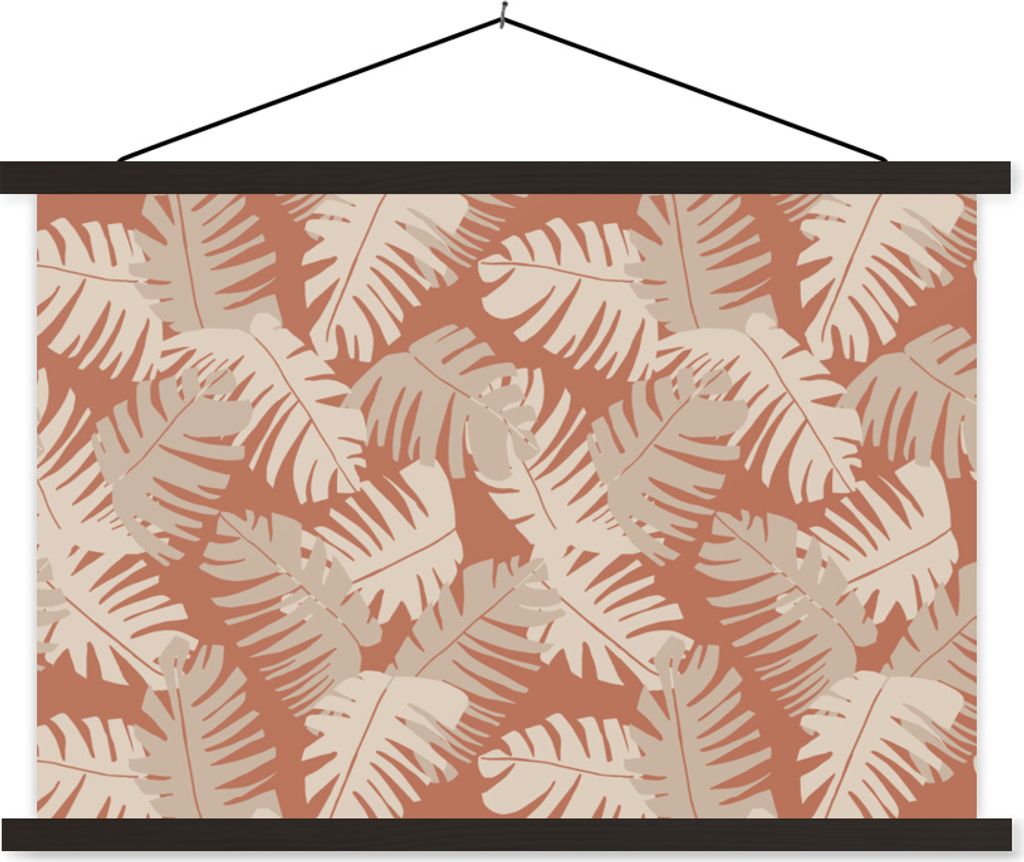 MuchoWow Textilposter Sommer - Blätter - Braun 90x60 cm mit schwarzem Rahmen - Aufhängungssatz