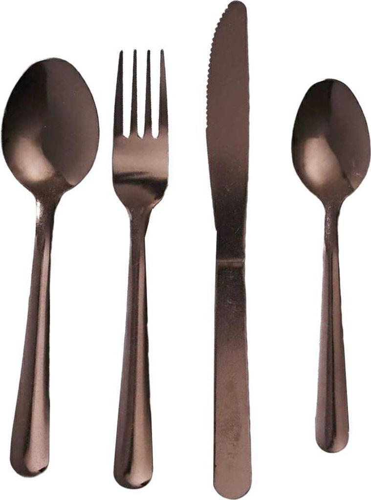 HowHomely | Besteckset Copper - 16 Teile - Essbesteck - Elegantes Design - Hochwertige Edelstahlqualität