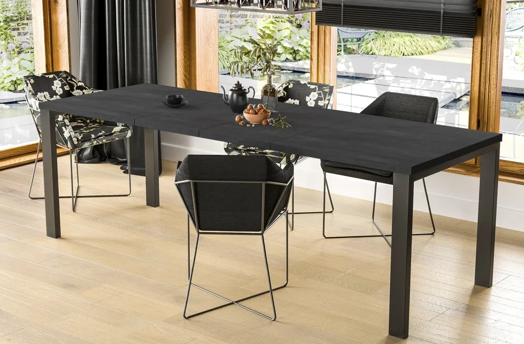 Endo-Moebel Garant Table à manger extensible 80-215cm métal béton foncé