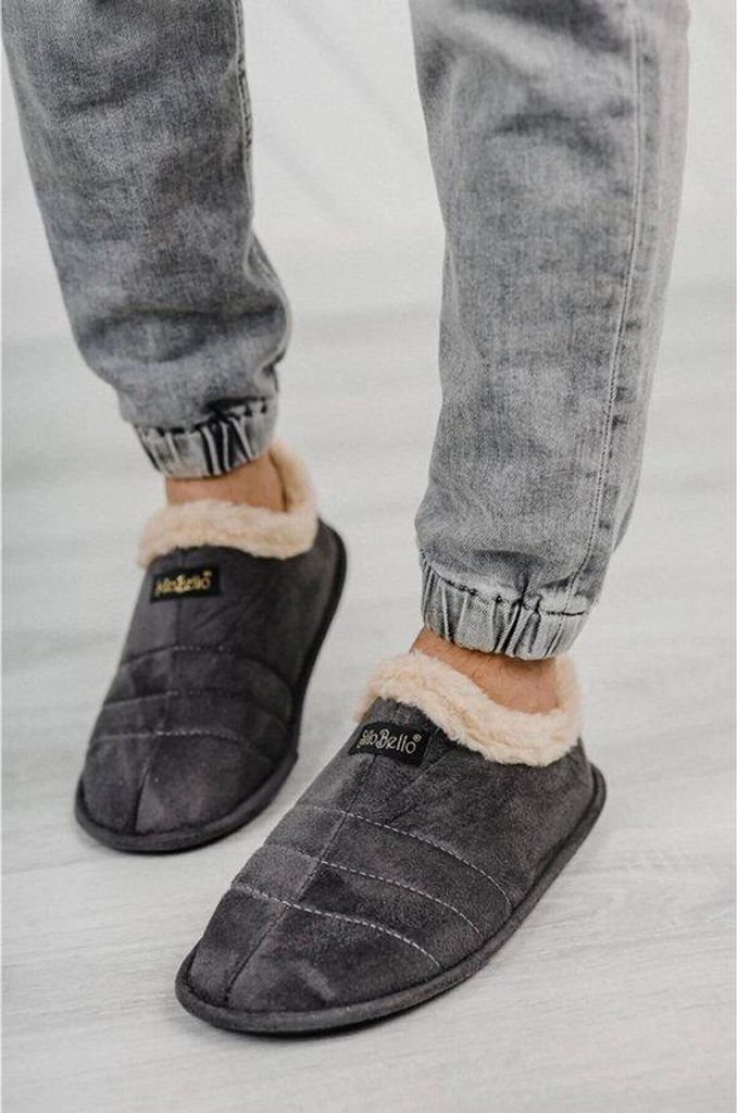 Panduf Hausschuhe Hüttenschuhe mit rutschfester Sohle Grau 44/45