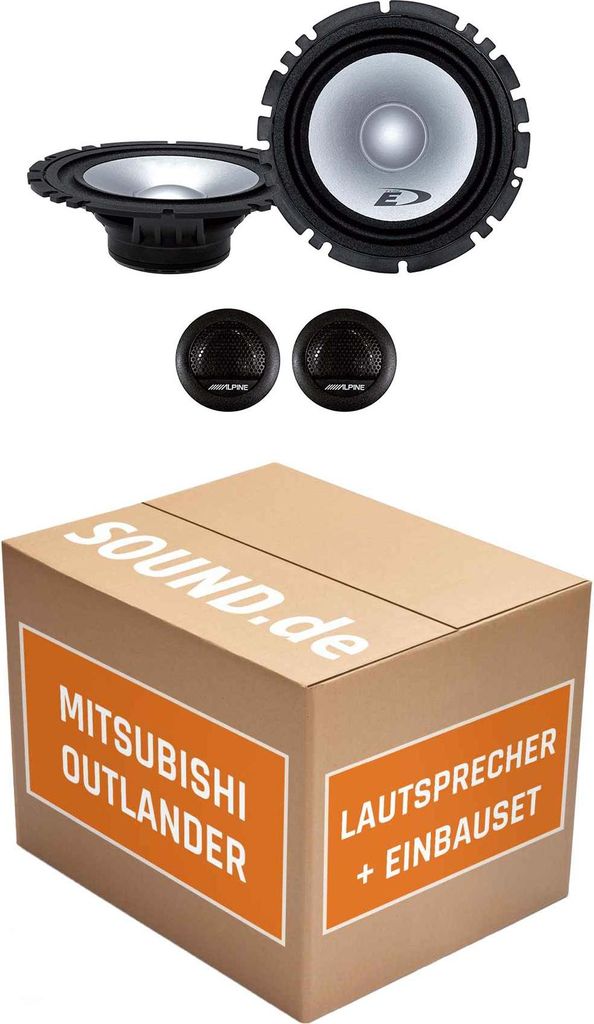 Lautsprecher Boxen Einbaupaket vorne Alpine SXE-1750S passend für Mitsubishi Outlander CW0 | 2x Tief-Mitteltöner 2x Hochtöner