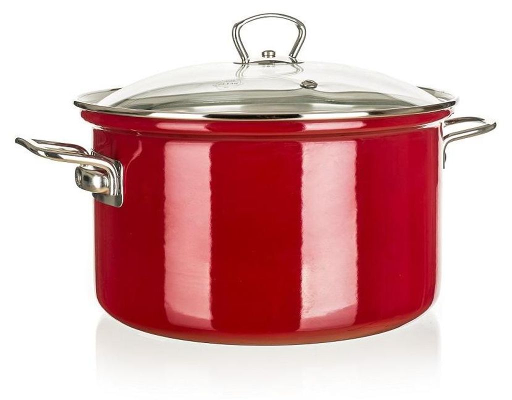 Topf, Klassischer Emailletopf, massiv, rot 24 cm 6,1 l Produktbild 