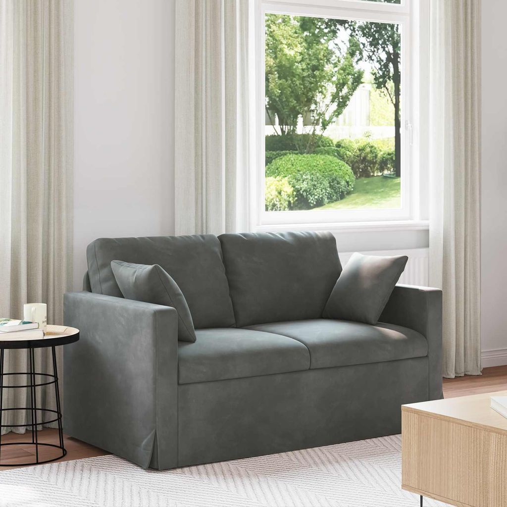 "WINTER SALE"Sofa Couch 2/3 Personen - CLORIS - Wohnzimmer Sofa - Couchgarnitur/Sitzmöbel - Dunkelgrau Gesamtabmessungen: 138x78x80cm (BxTxH) - Kl...