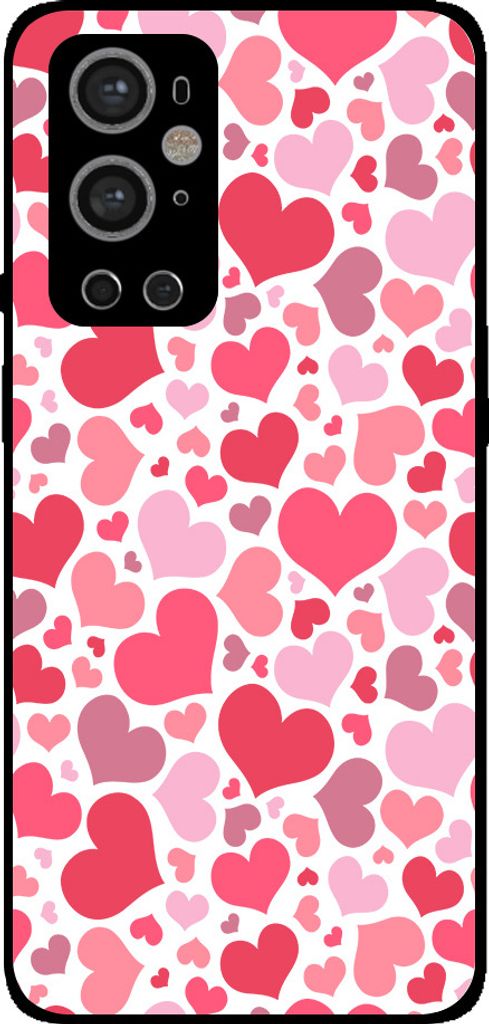 Smartphonica Handyhülle Geeignet für OnePlus 9 Pro mit Herzen Print - Herzen Design TPU Backcover Case - Kinder Etui mit Herzen Design