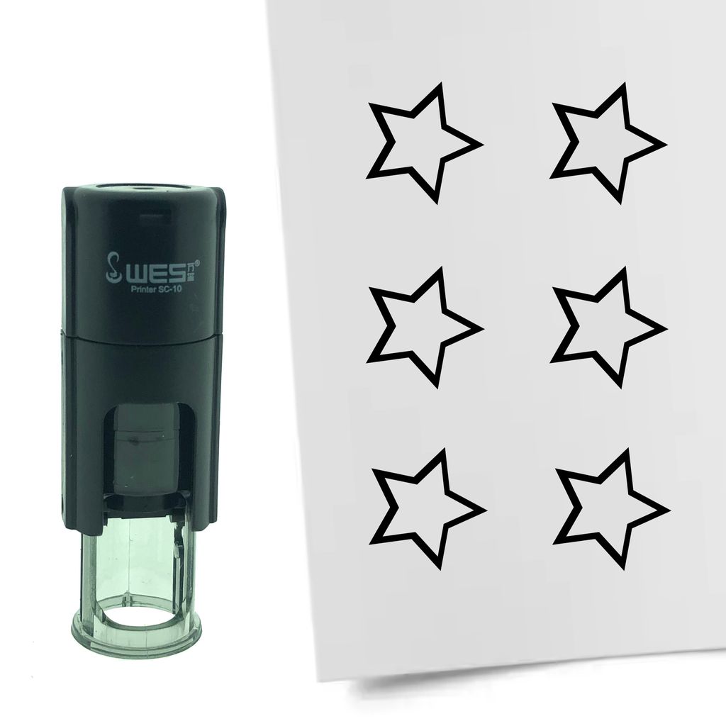 CombiCraft Selbstfärbender Stempel 'Umrandeter Stern' in der Farbe Schwarz, Ø10mm