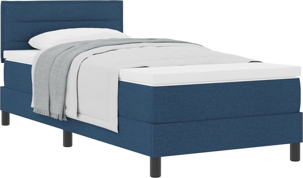 Möbel Boxspringbett mit Matratze Blau 90x200 cm Stoff - Klassische Betten 3338586