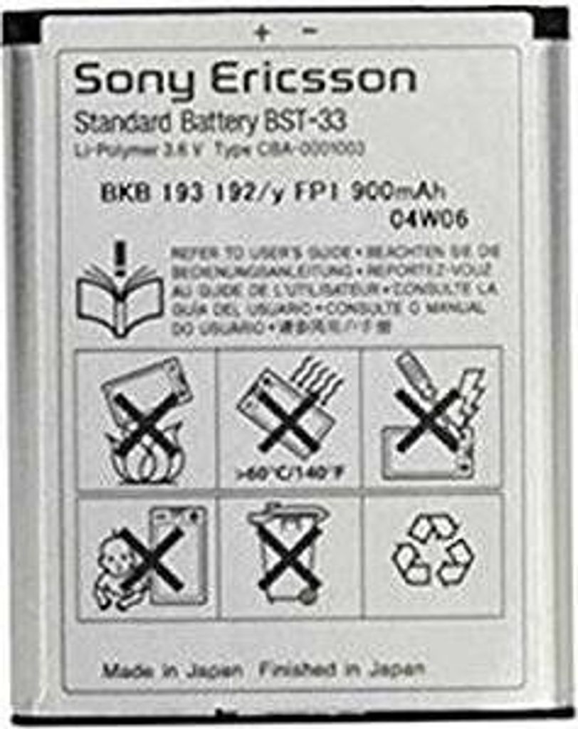 Akku BST-33 original Sony Ericsson W300 W302 W395 W595 W610 W660 W705 W715