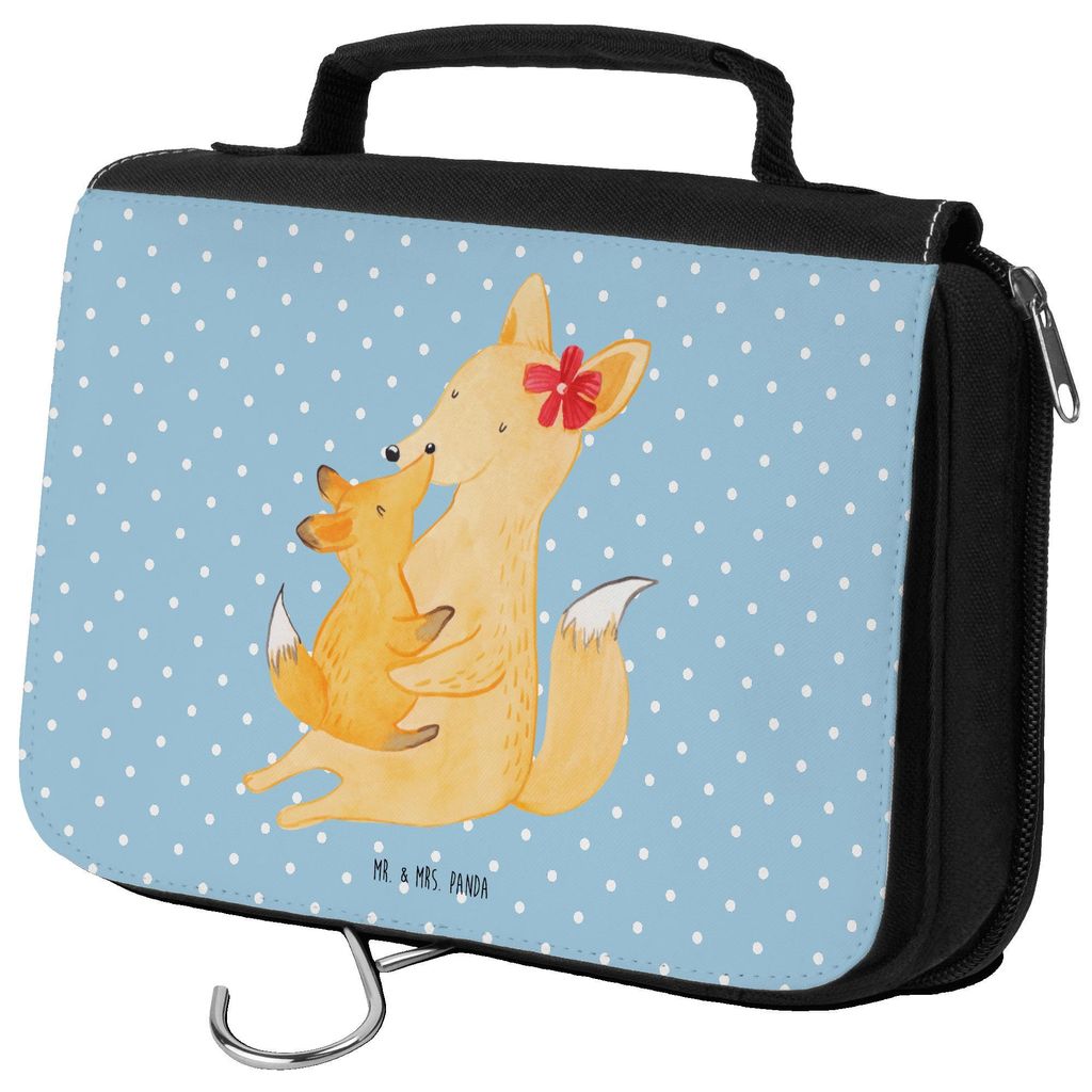 Mr. & Mrs. Panda kosmetiktäschchen Fuchs Mama - Blau Pastell - Geschenk, beautycase, Schoß, Kosmetiktasche, Waschtasche, Mutter, Tochter, Kulturb...