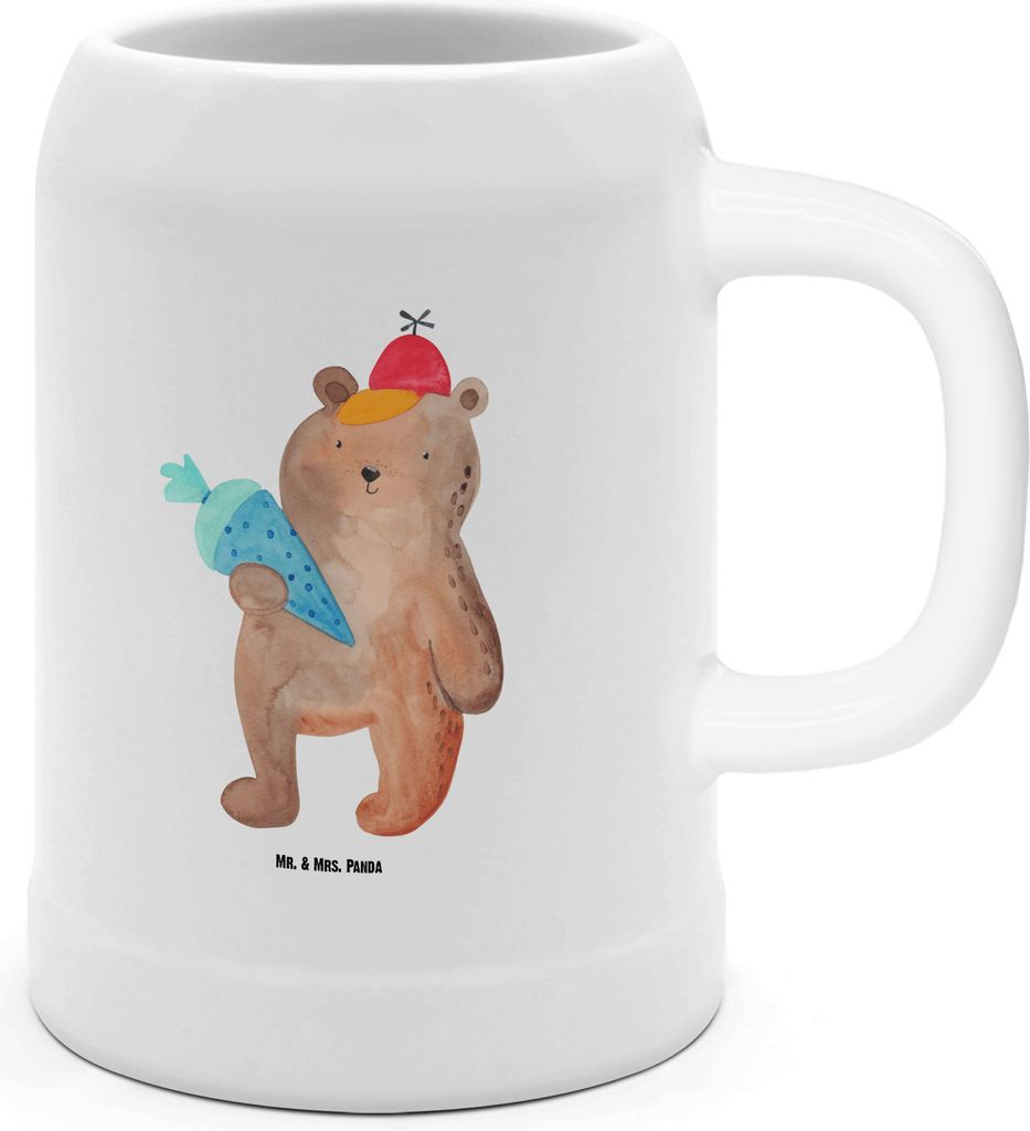 Mr. & Mrs. Panda Bierkrug Bär Schultüte - Weiß - Geschenk, Schulanfang, Teddy, Schulbeginn, Einschulung, Bier Seidel, Erster Schultag, Humpen, S...