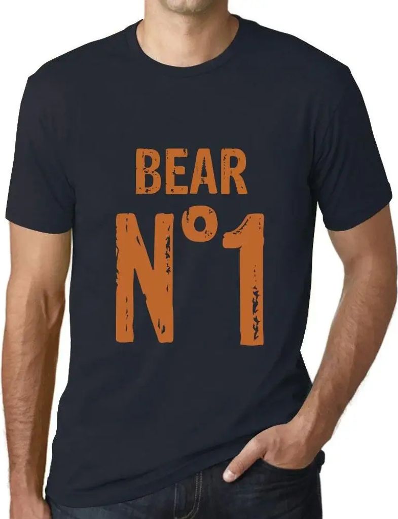 Herren Grafik T-Shirt Bär Nr 1 – Bear No 1 – Öko-Verantwortlich Vintage Jahrgang Kurzarm Lustige Druck Geburtstag Geschenk Mann