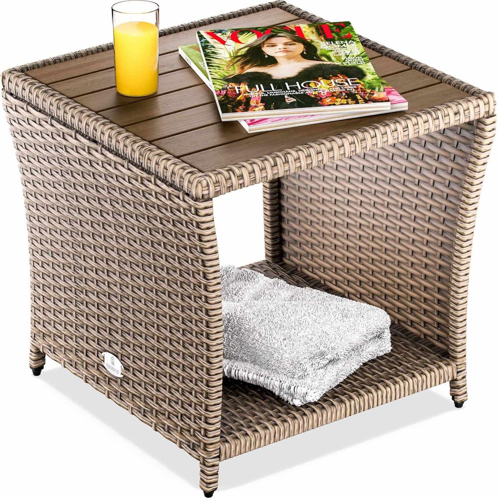Polyrattan side table cream 45x45x40cm