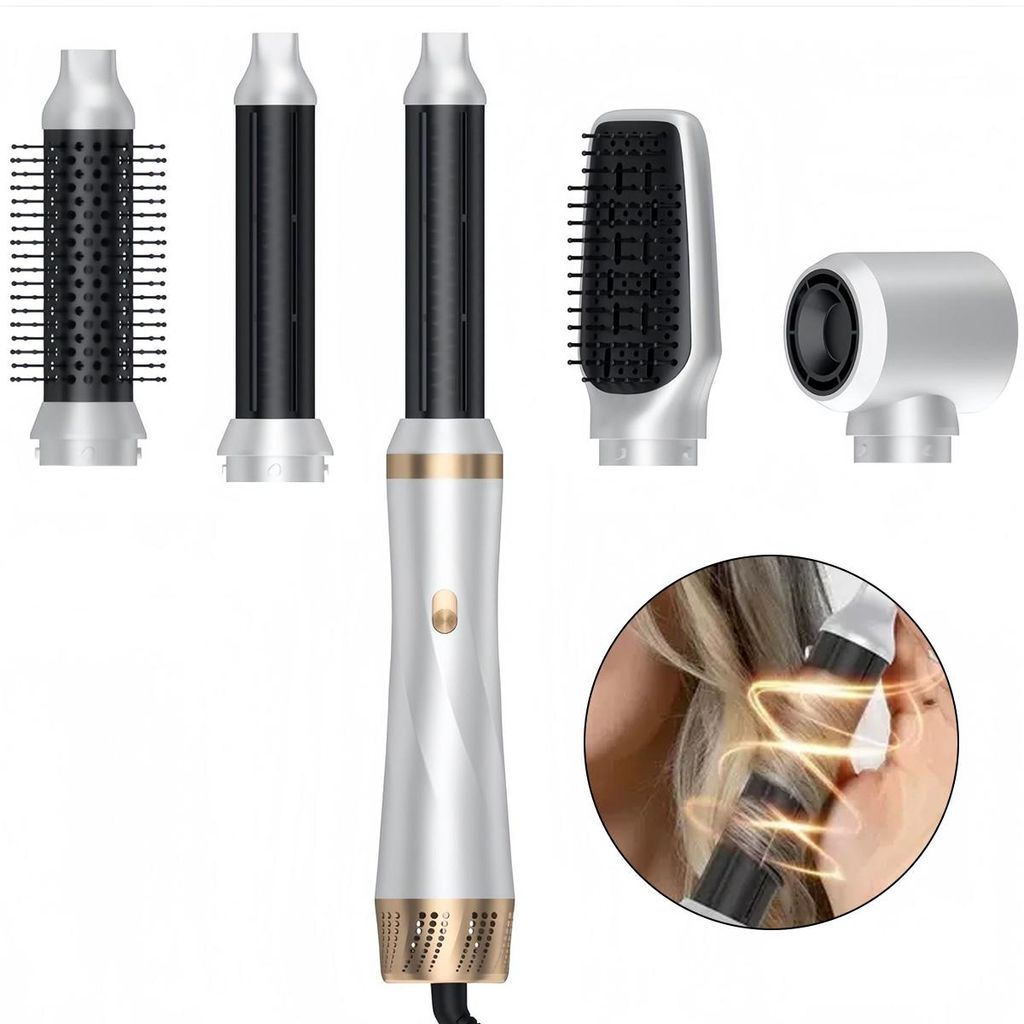 Haarstyler 5-in-1, Airstyler-Haarstyling-Set mit Rundbš¹rsten-Haartrockner, Warmluftbš¹rste, automatischem Lockenstab, Trocknen, fš¹r Volumen...