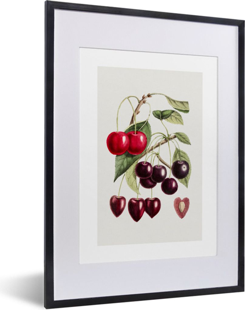 MuchoWow Gerahmtes Poster Lebensmittel - Kirschen - Obst 30x40 cm - Poster mit Schwarzem Bilderrahmen Wandposter Rahmen Foto Bilder - Wandposter ...