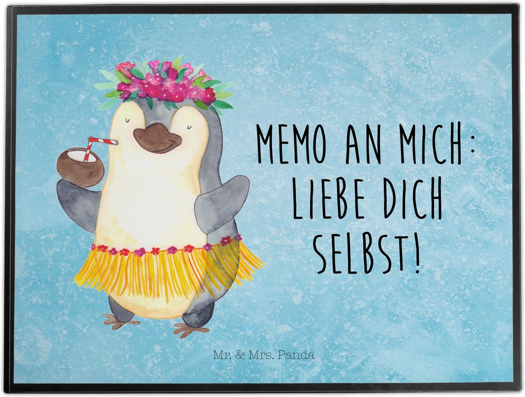 Mr. & Mrs. Panda Schreibunterlage Pinguin Kokosnuss - Eisblau - Geschenk, schreibtischunterlage, Pinguine, schreibtischunterlagen, büro, Hawaii, t...