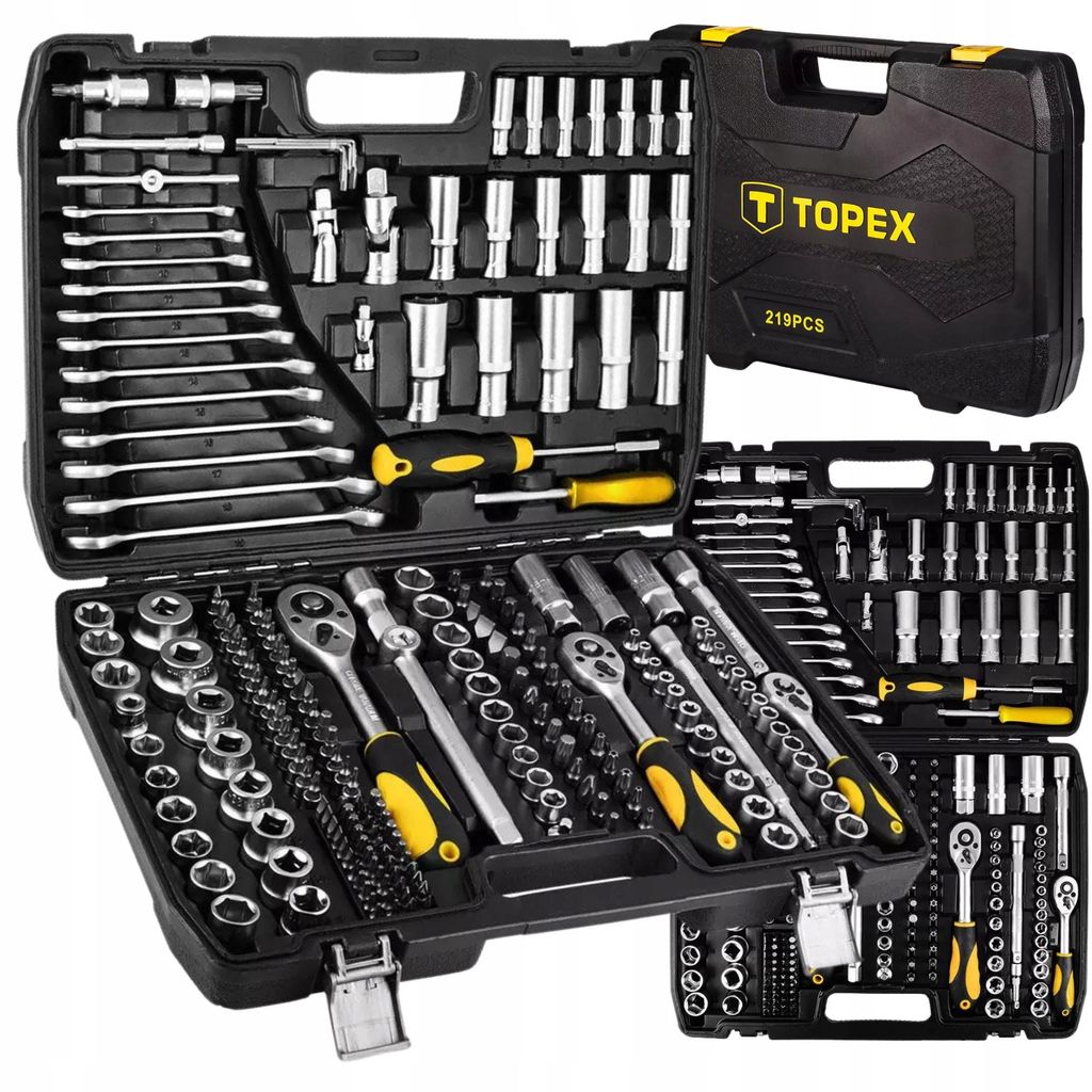 Werkzeugsatz 219-tlg. Topex 38D853-CrV-Stahl, 1/2, 3/8, 1/4 Produktbild 