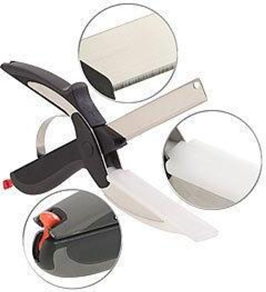 2in1-Küchenschneider-Schere mit Messer und integriertem Schneidebrett