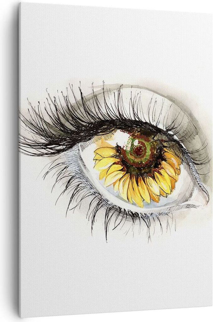 Bild auf Leinwand - Leinwandbild - Einteilig - Sonnenblume Auge Computer Blume - 70x100cm - Wand Bild - Wandbilder - Leinwanddruck - Wanddekoration...