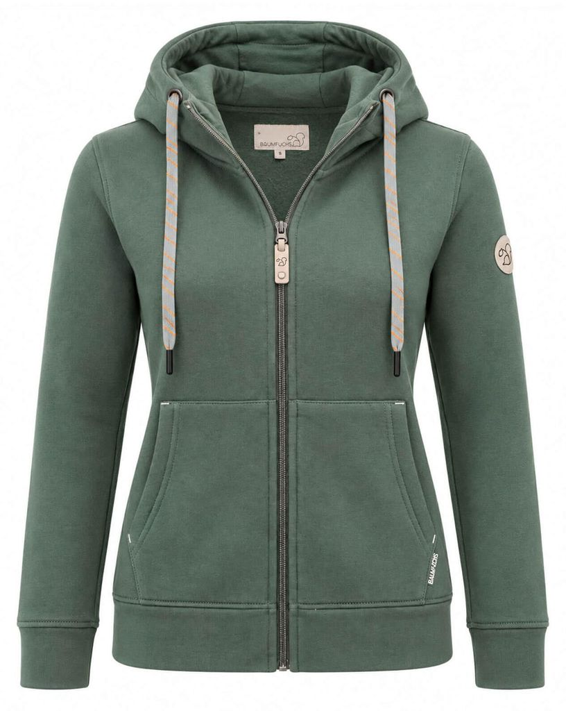 Baumfuchs Damen Sweatjacke mit Kapuze - Kapuzenjacke Grün, Produktbild 