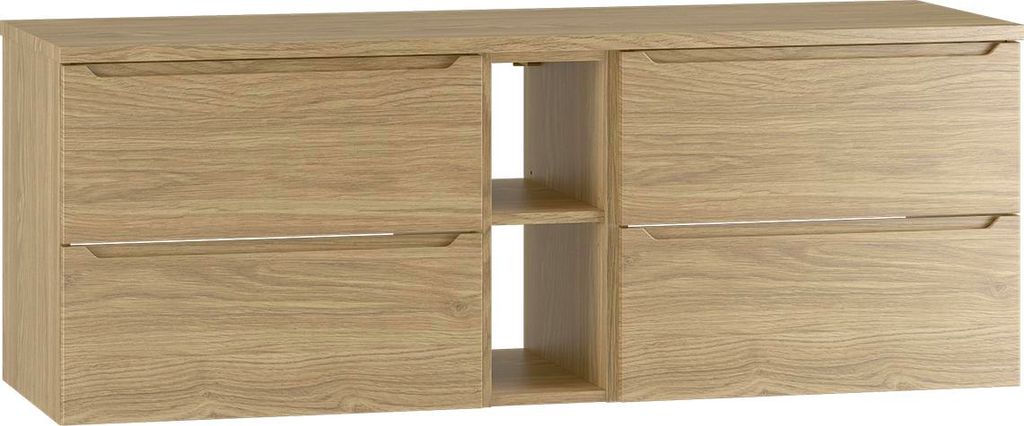 Waschtischunterschrank 140.6cm Viggo mit 4 Schubladen, Holzoptik