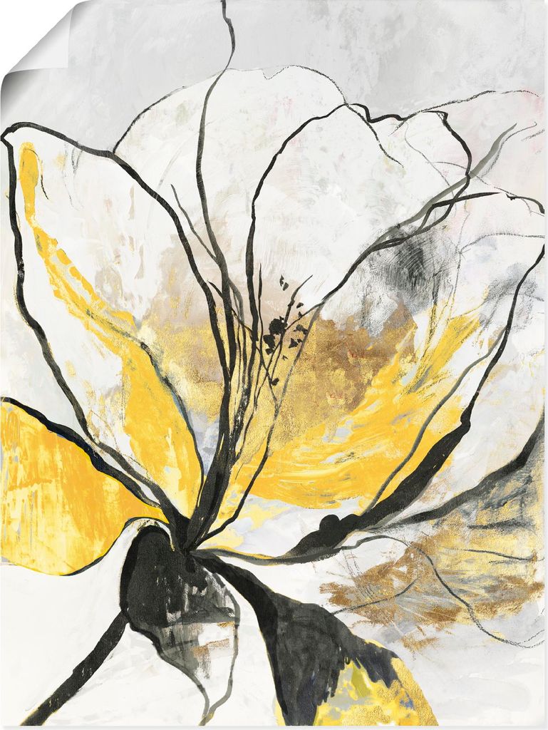 ARTland Poster Umrissenes Blumenmuster I gelbe Version Größe: 45x60 cm