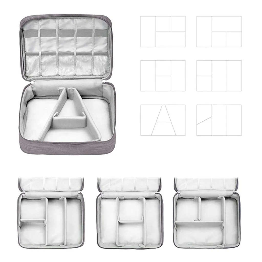 Sac de rangement câbles gris avec compartiments ajustables pour APT - 6